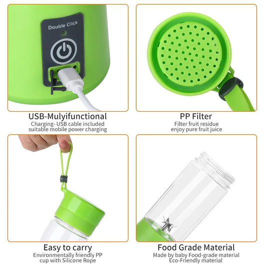 Juicer Blender 6 Blades USB Portable 380ml