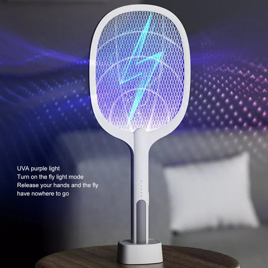 Rechargeable Electric Mosquito Killer Racket 2 in 1 Led Flash Light - Random Color